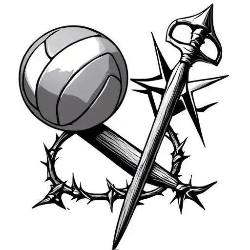 Volleyball And Compass With Thorns