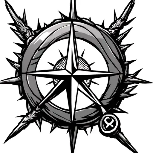 Volleyball And Compass With Thorns