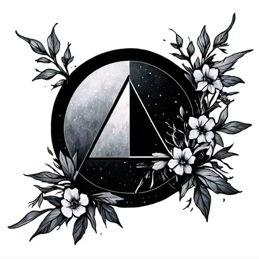 Circle With Triangle In The Middle Made Of Larkspur