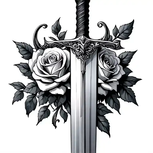 Sword With Roses Growing