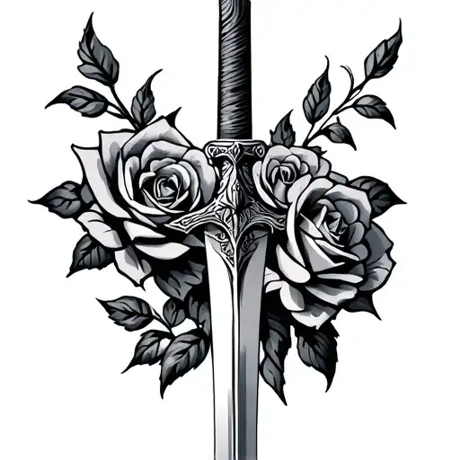 Viking Sword With Roses