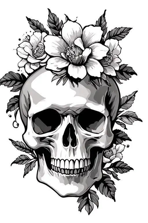 Skull And Flowers