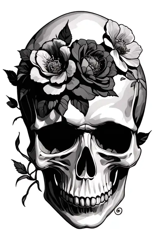 Skull And Flowers