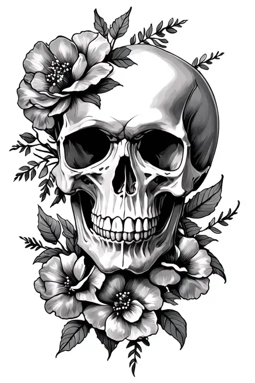 Skull And Flowers