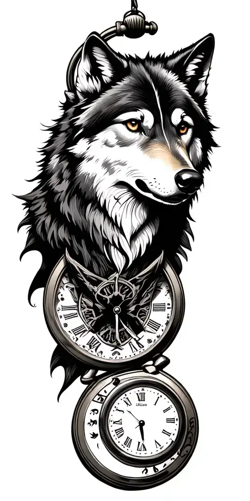 Wolf Compas Pocket Watch Black
