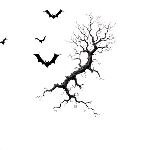 Bats And A Tree Growing