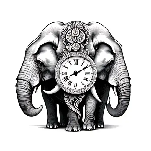 Elephants With Clock Inside