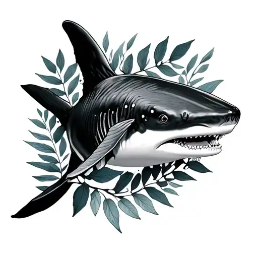 Simple Whale Shark And Laurel Leaves