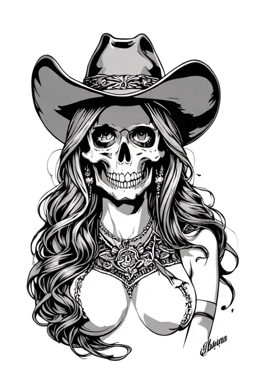 Badass Cowgirl Skull