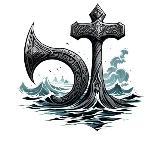 Mjolnir And Ocean Scene