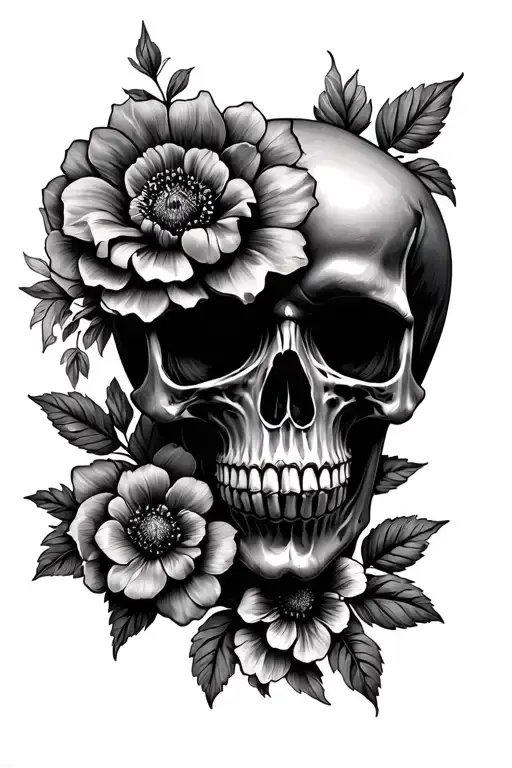 Flowers And Skull