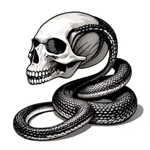 Ball Python Coil Skull Witchcraft Inspired Tattoo Featuring