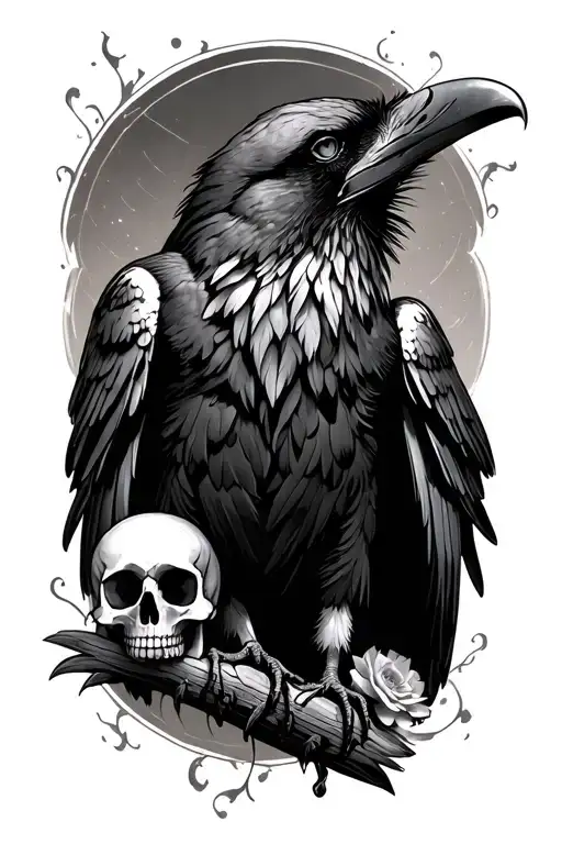 Raven With Memento Mori Combined