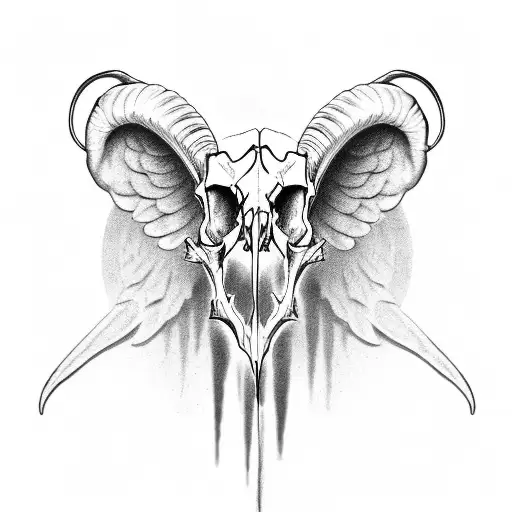 Goat Skull And Angel Wings