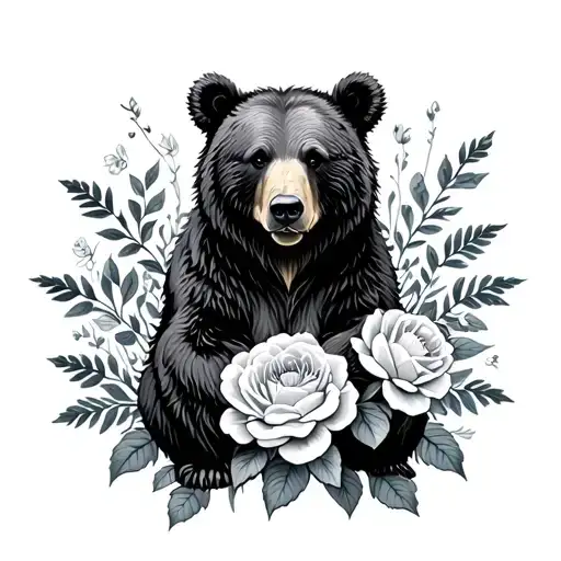 Bear With Wild Roses