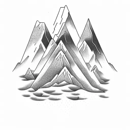 A Majestic Mountain Range With A Hidden Campsite Nestled In The Peaks