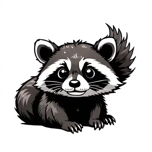 Cartoon Raccoon And Otter
