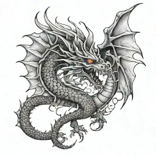 Black Dragon Breathing Fire Breathing Dragon