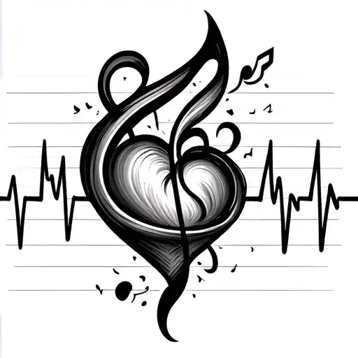 Musical Staff Morphing Into A Heartbeat Line