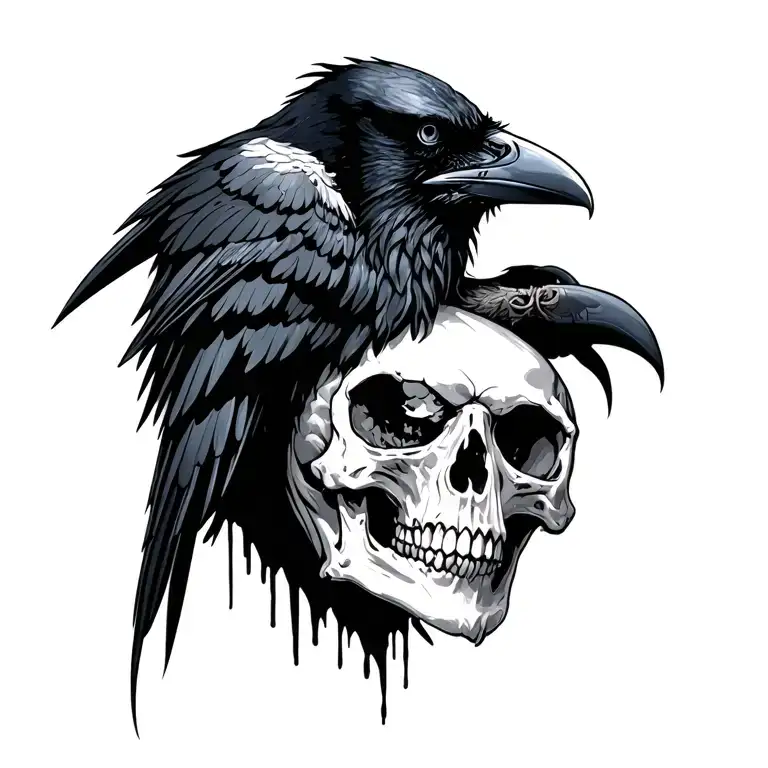 Raven With Skull On His Back