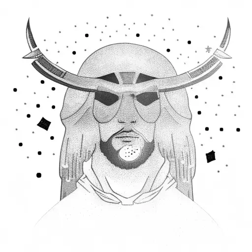 Prophet Holding A Gun Made Of Constellations