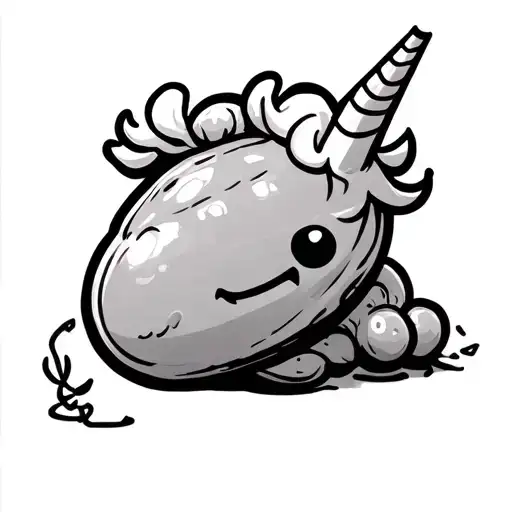 Cartoon Bean With A Unicorn Horn