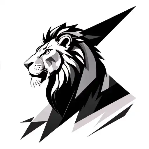Lion Geometric Design Incorporating Elements