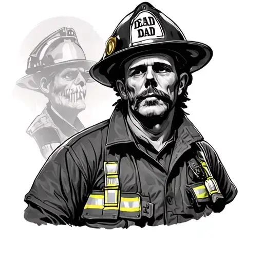Dead Dad Memorial Fireman Family Man