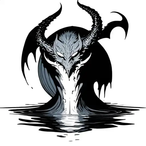 Waterline With Demon Shadow Minimalist