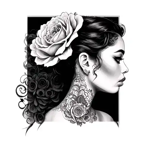 Black Woman Face Profile Holding