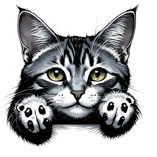 Cat With Paws Up