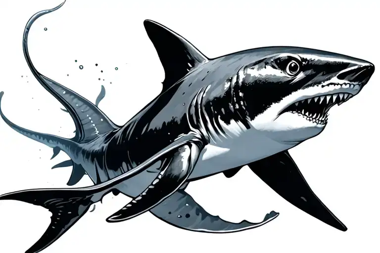 Shark And Stingray Swimming