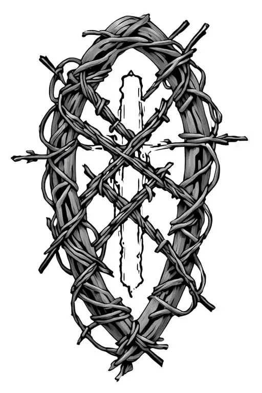 Cross With Barb Wire Wrapped