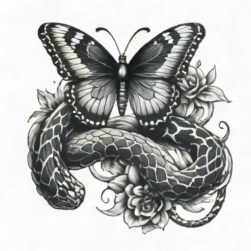 Snake Squeezing Butterfly
