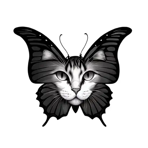 Merge A Cat Face Inside A Butterfly's Wings Made