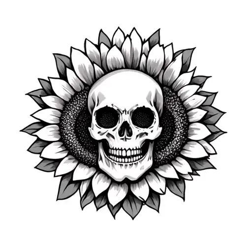 Skull Sunflower Crown Surrounded