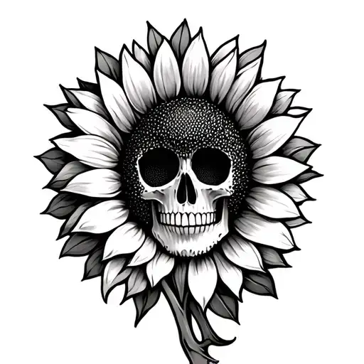Sunflower And Skull Face