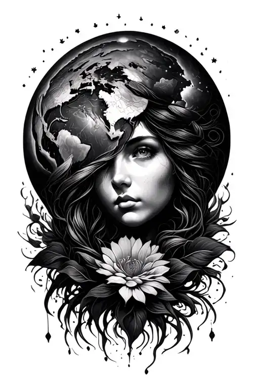 Mother Earth Over Black Out On Back