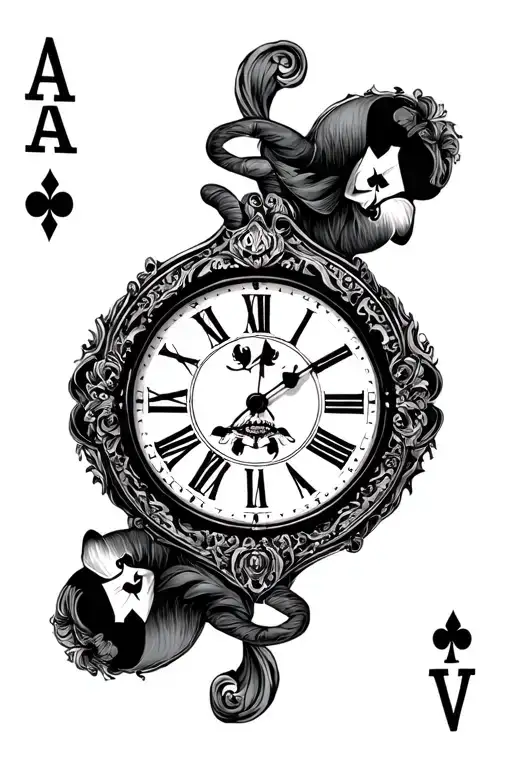 Clock And Joker Playing Card