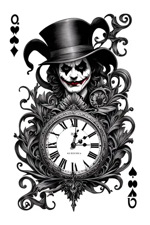 Clock And Joker Card