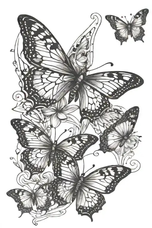 Sharp Line Butterflies That Are Flying Up And Whimsical
