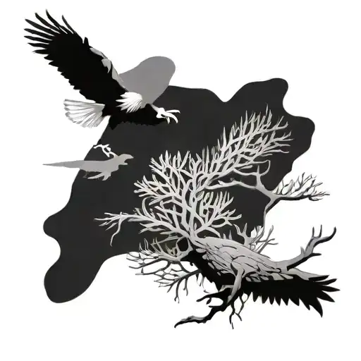 Minimalist Design Of Corals And Eagle