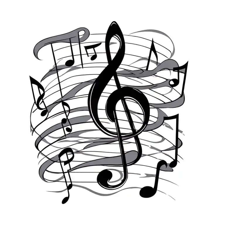 Music Notes Forming The Shape