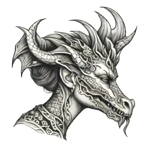 Girl Face With Dragon