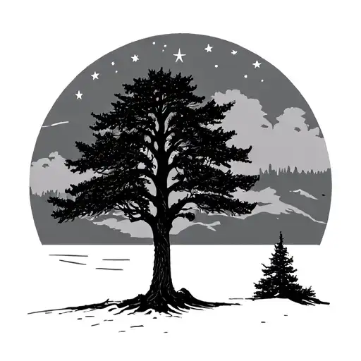 Maine Flag Tree And North Star