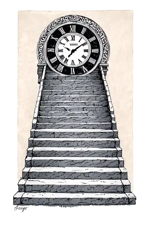 Greek Morphology Stairs With A Clock Face