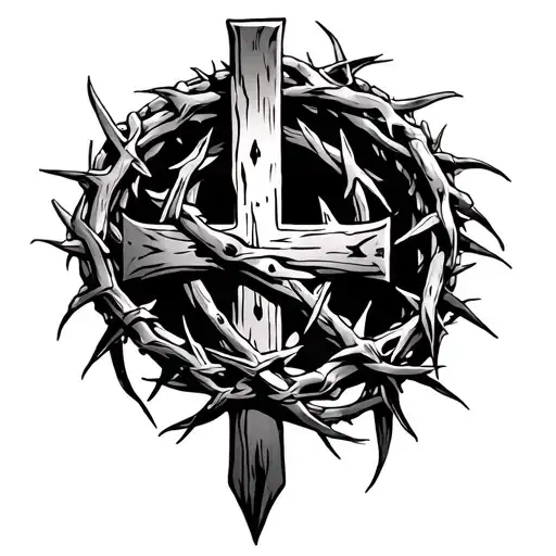 Cross And Crown Of Thorns Wrapped