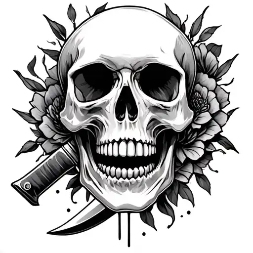 Skull With Knife Surrounded