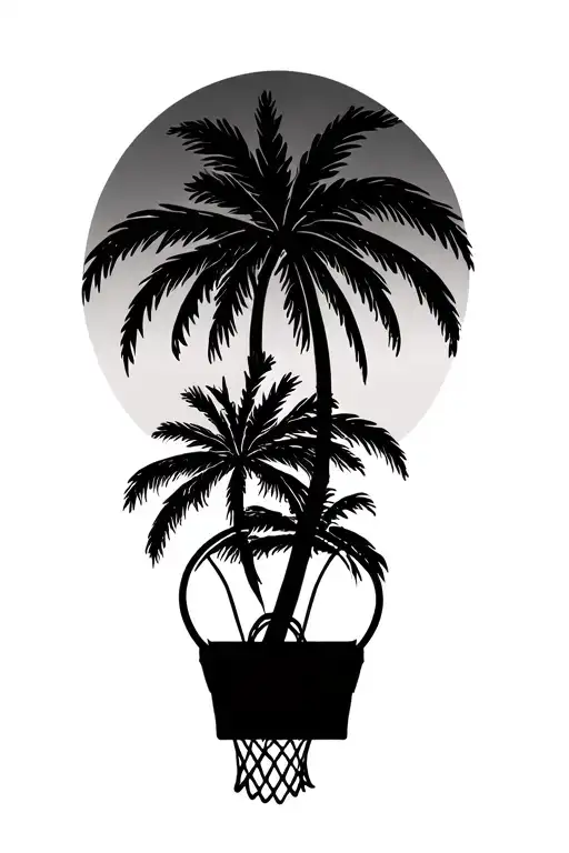 Palm Trees And Basket Ball Hoop
