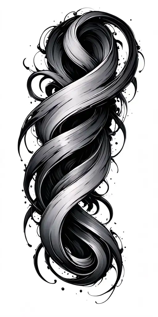 Feminine Brush Stroke Design Of Artistic Double Helix Ocean Theme Fading At Bottom Thin Long Thin